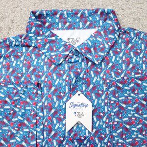 1764 AOP Polo Shirt NWT Mens Large Blue Wine All Over Print Short Sleeve Golf